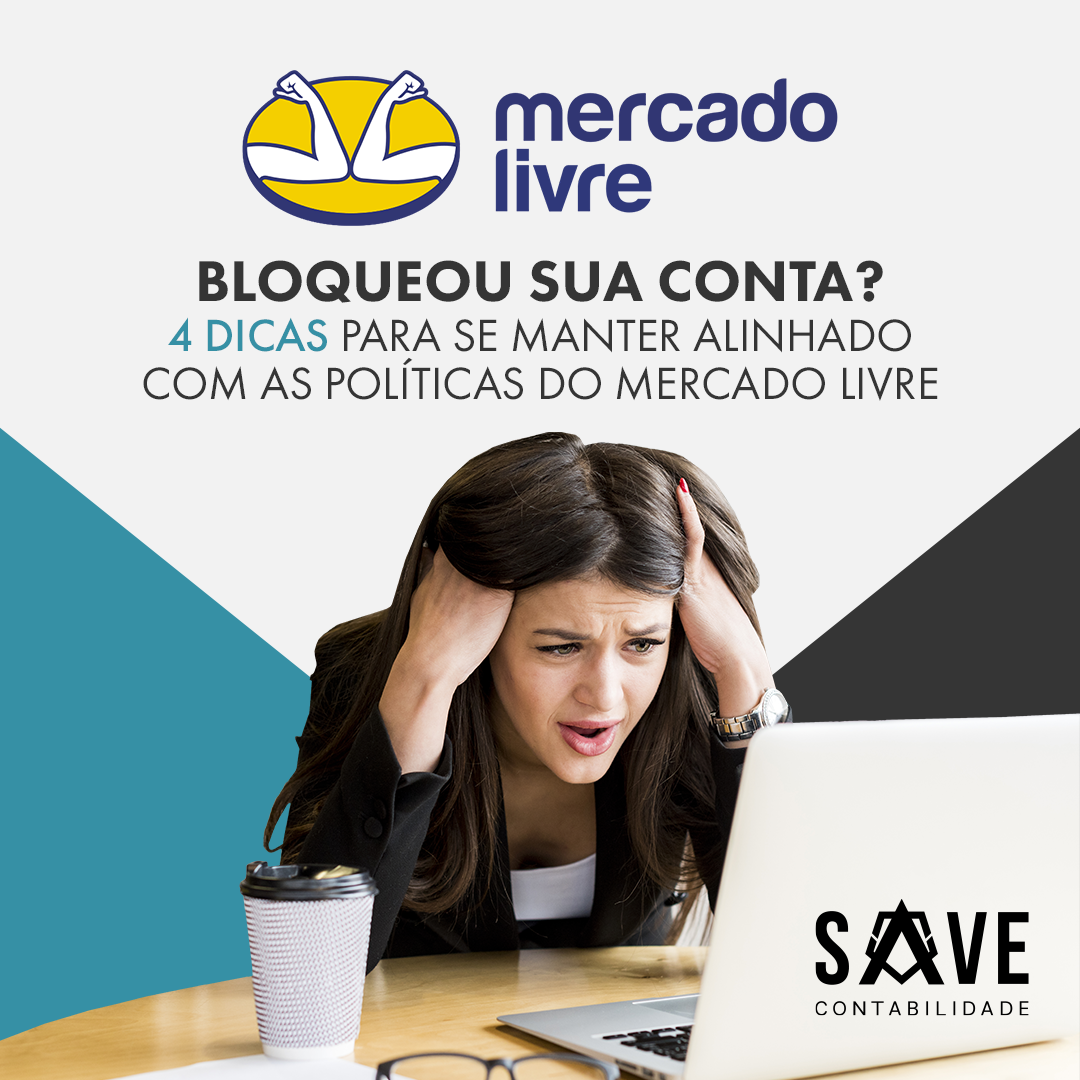 Post Instagram Save Contabilidade sobre bloqueio da conta do Mercado Livre.