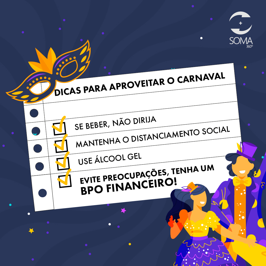 Post Instagram Soma 360° com dicas para aproveitar o carnaval.